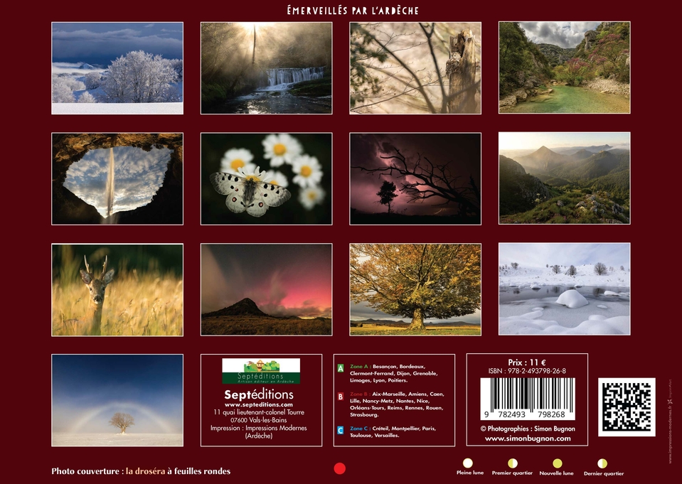 Calendrier photo l'Ardèche 2026 de Simon Bugnon